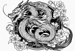 dragon and koi fish tattoo idea