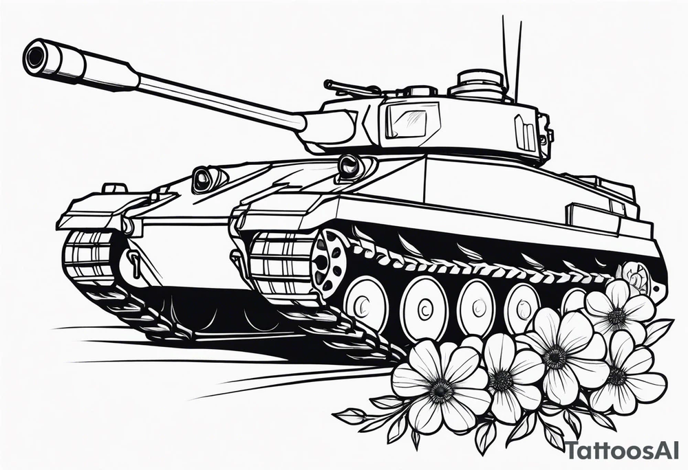 tank shooting flowers  out of its canopy tattoo idea