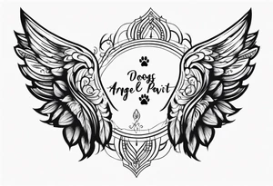 Dogs paw print and angel wing  with jaxy writing tattoo idea