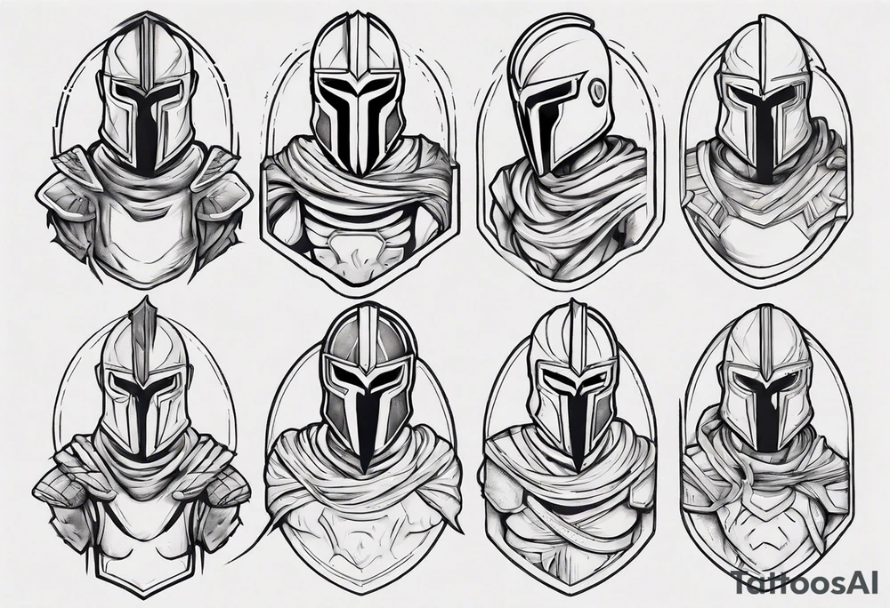 spartan soldier sleeve linework ultra-thin fine line linework tattoo idea