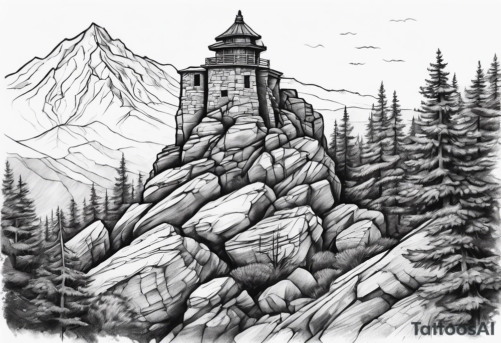 Hiking Rock tower tattoo idea