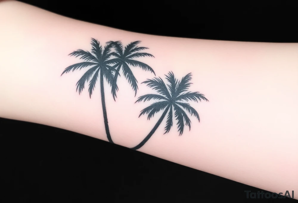 Palm trees, silhouette,  florida, water backround tattoo idea