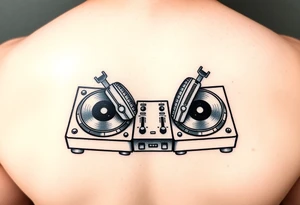 DJ turntables and headphones tattoo idea