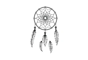 dreamcatcher, with feathers, authentic, skinny tattoo idea