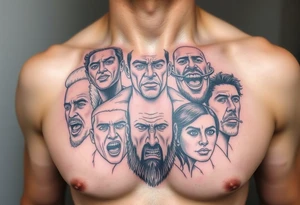 creative collage of different emotions tattoo idea
