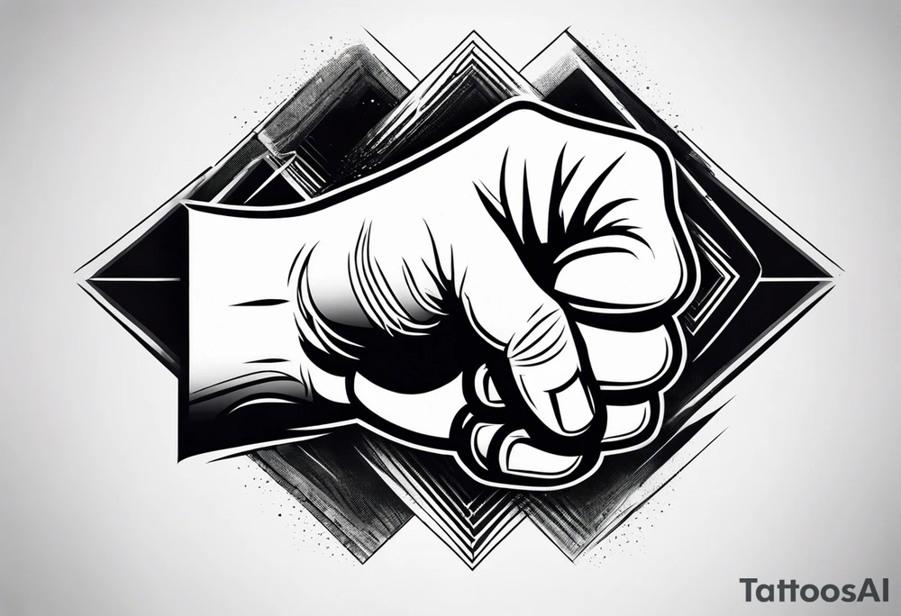 A clenched fist on the back using negative space techniques tattoo idea A clenched fist on the back using negative space techniques tattoo idea