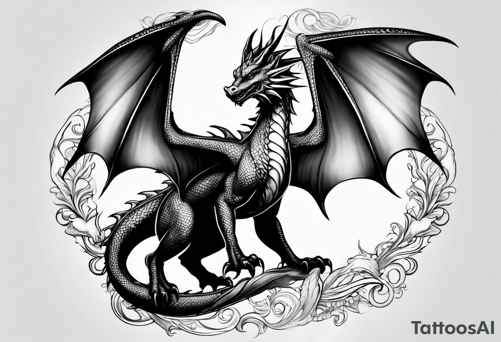 Beautiful female dragon with wings spread tattoo idea Beautiful female dragon with wings spread tattoo idea