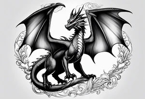 Beautiful female dragon with wings spread tattoo idea