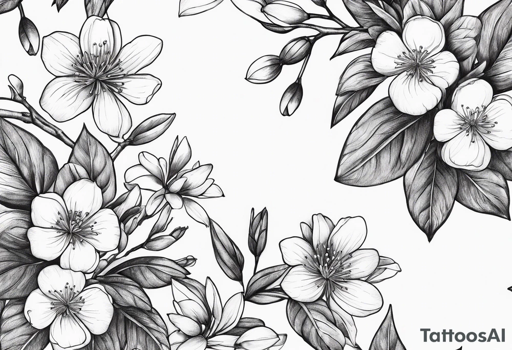 orang blossom branches with white
flowers tattoo idea