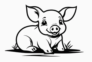very cute piglet.
outline only.
black and white only.
only show the piglet. no extra lines or decoration. tattoo idea