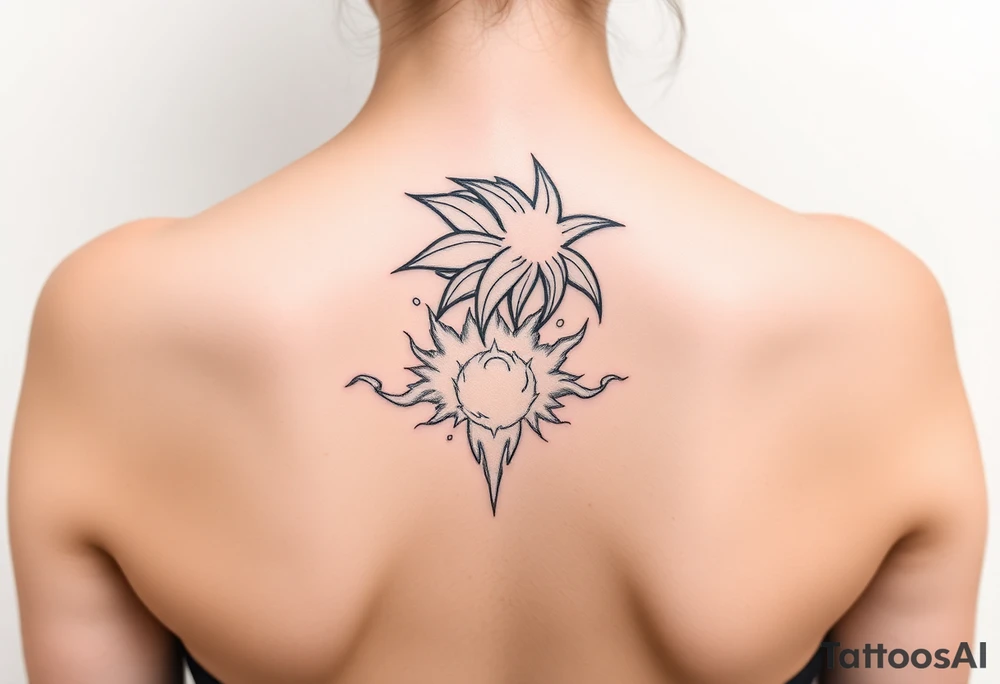 legendary dragonball z scene with energy aura and power effects tattoo idea