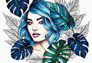 Monstera Ableger blau tattoo idea