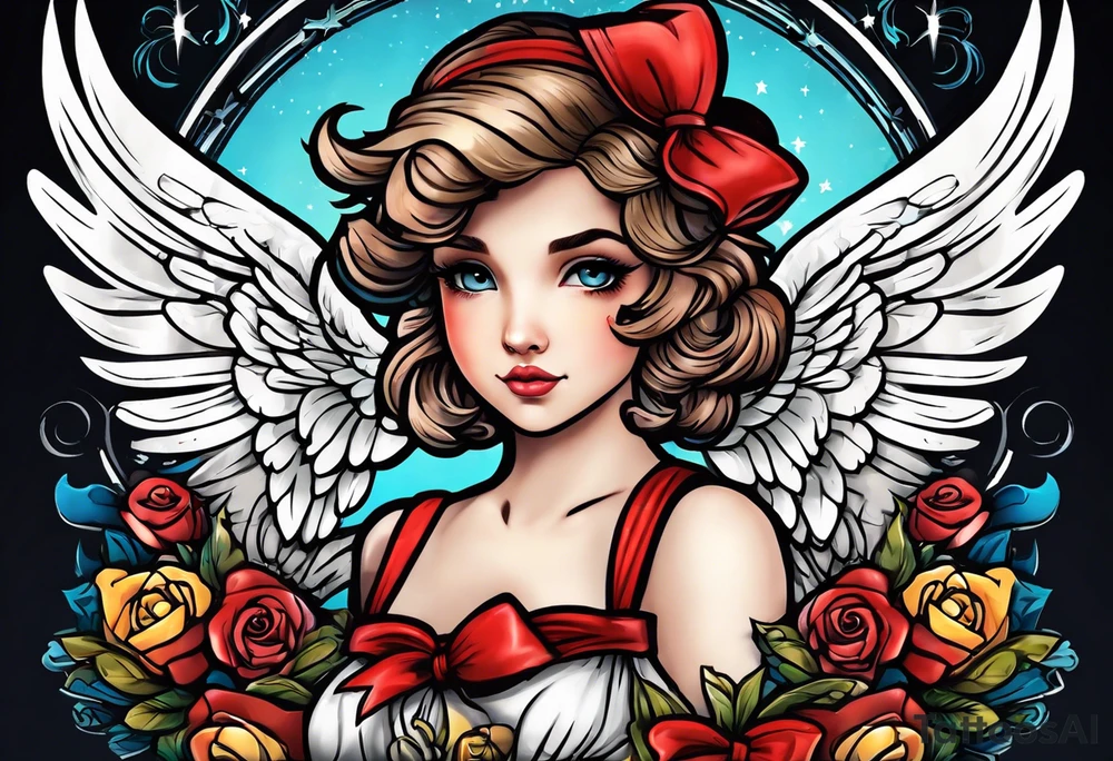 fly boy wings and a bow, cupido tattoo idea