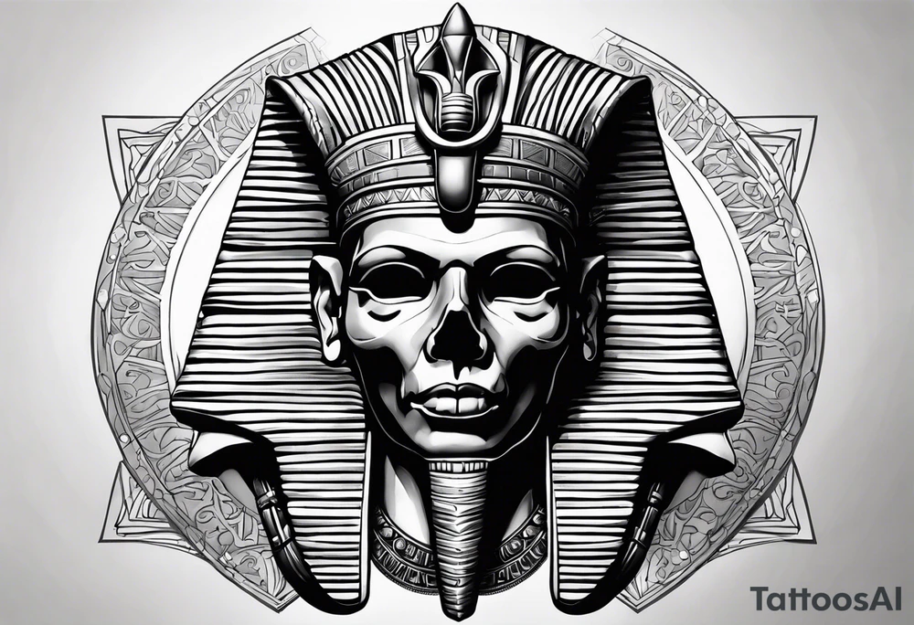 pharaoh skull realistic tattoo idea