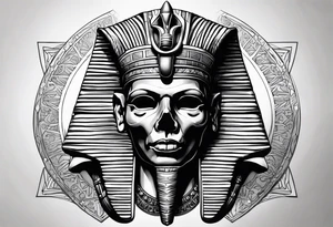 pharaoh skull realistic tattoo idea