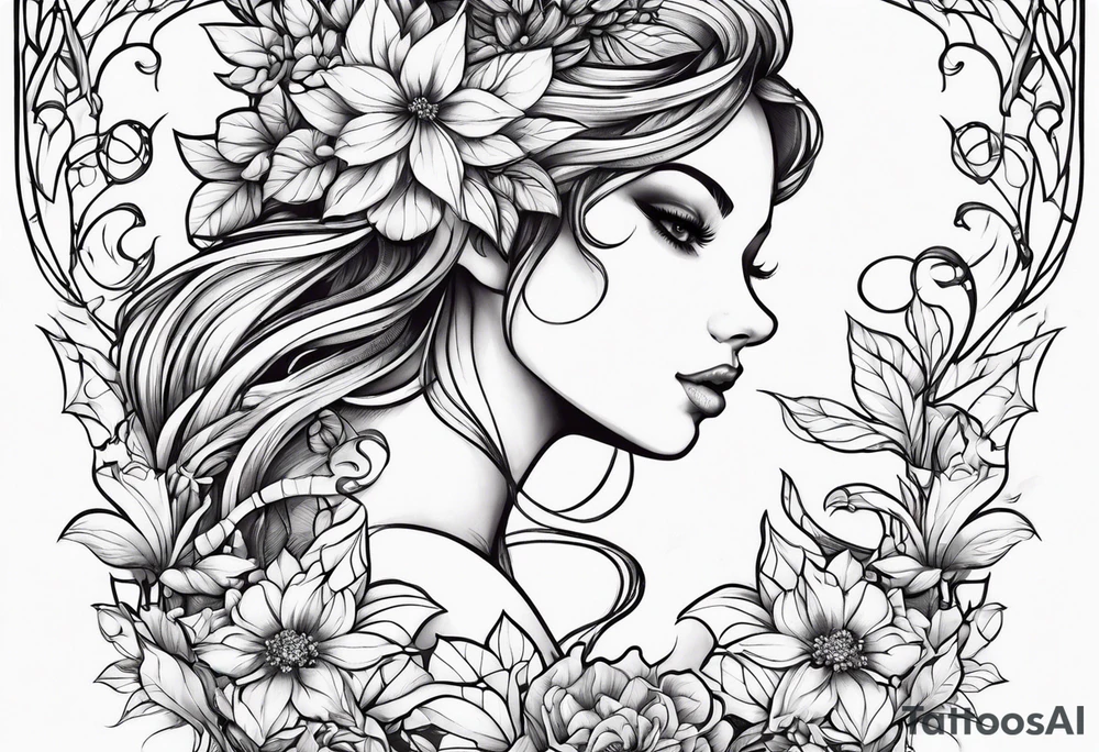 Fairy vines and flowers tattoo idea