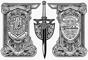 Valhalla steps shield sword tattoo idea