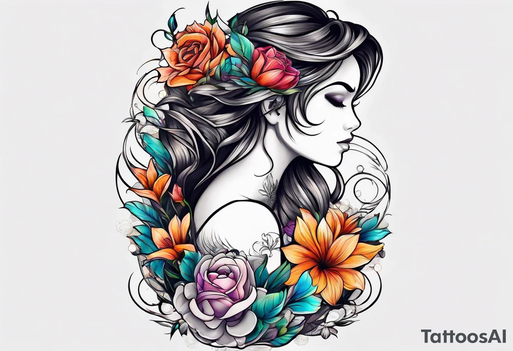 Floral Space Spine Tattoo tattoo idea