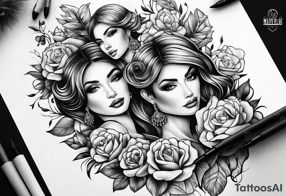 Mum with her 3 daughters tattoo idea