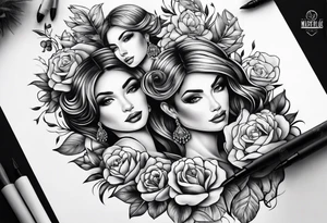 Mum with her 3 daughters tattoo idea