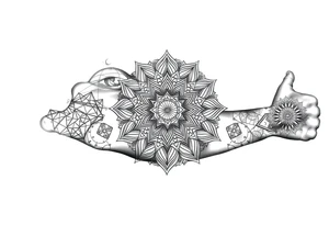 intricate mandala with sacred geometry and cosmic elements tattoo idea