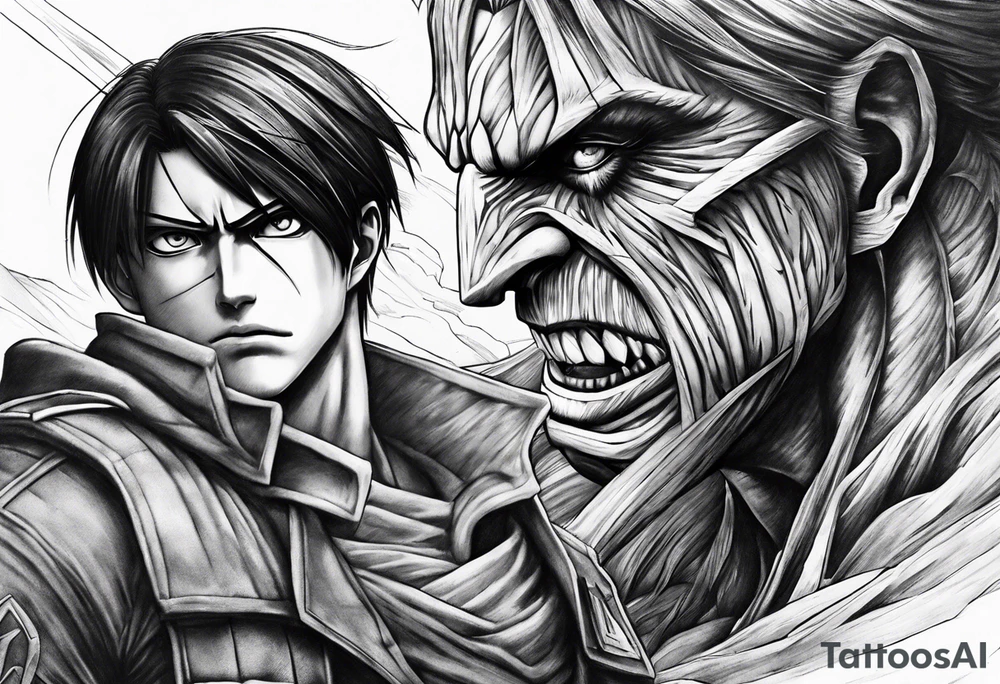 Levi attack on titan fight vs beast titan tattoo idea