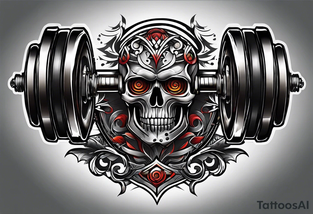 Dumbbell and strength mindset tattoo idea