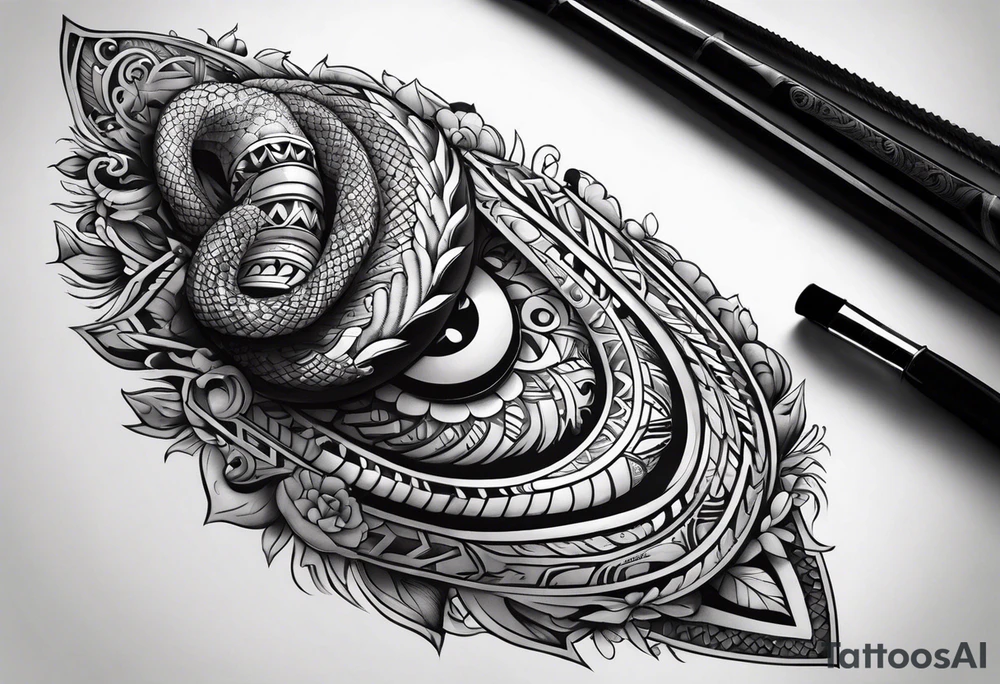 aztec snake sleeve tattoo idea