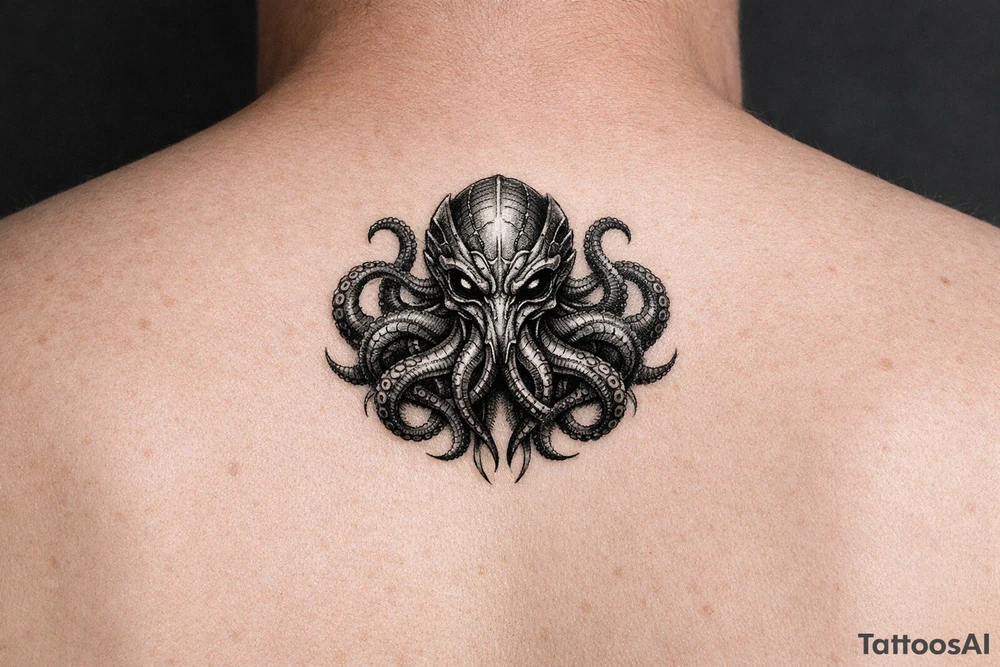 Alien octopus on the hand tattoo idea
