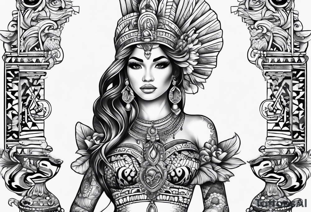mermaid aztec full body tattoo idea