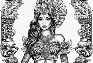 mermaid aztec full body tattoo idea