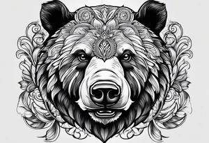 Make me a tattoo of half a bear's face and half a bull's face on one face tattoo idea