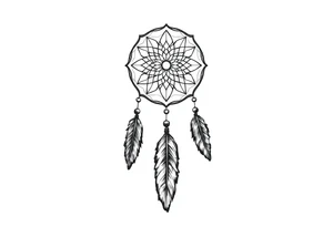 dreamcatcher, with feathers, authentic tattoo idea
