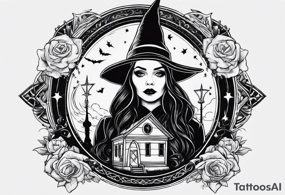 wednesday adams witch church element tattoo idea