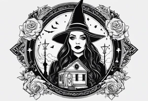 wednesday adams witch church element tattoo idea