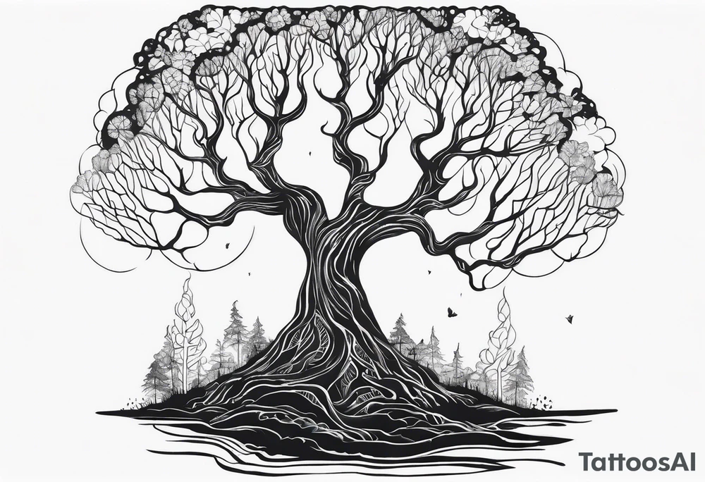 Living forest transitioning to a dead forest tattoo idea