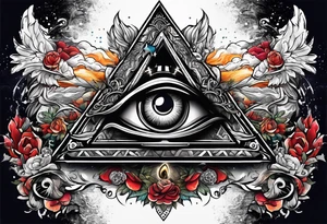 All seeing Eye watching over a battle between life and death tattoo idea