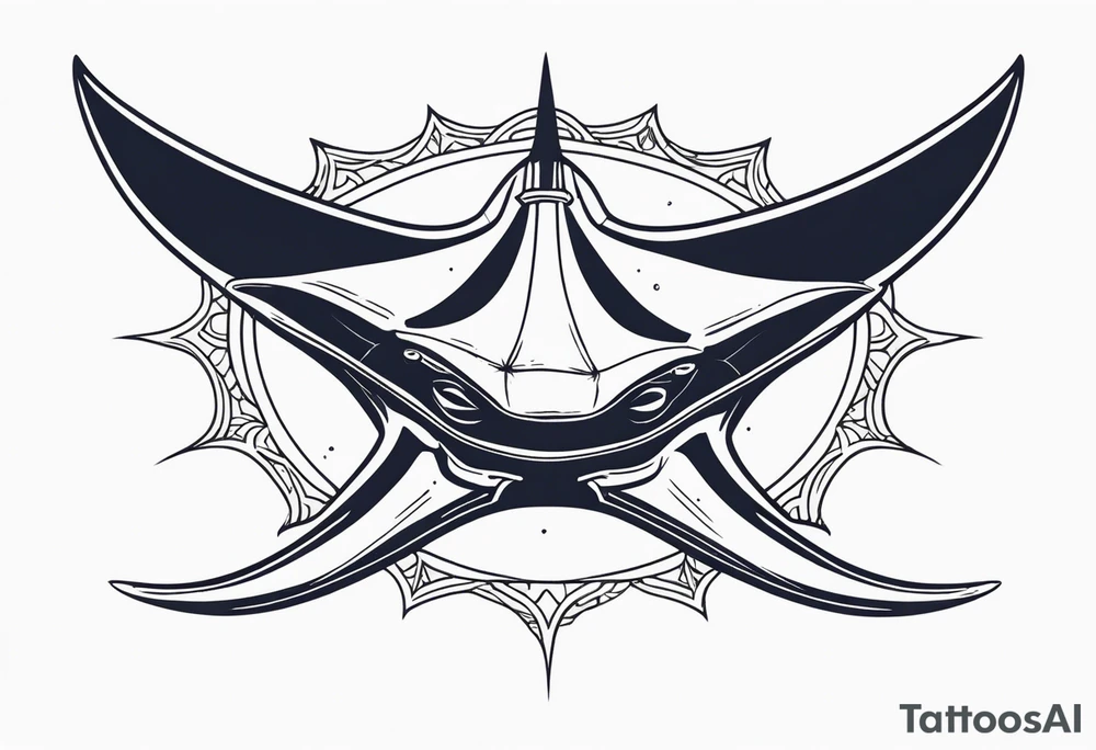Manta ray with a nautical star inside tattoo idea