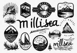 The word "MILLSEA", with an outdoors vibe. Block lettering tattoo idea