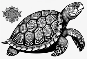 siple turtle with mandala shell tattoo idea