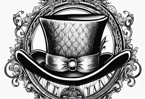 Mad hatter hat on pocket watch tattoo idea