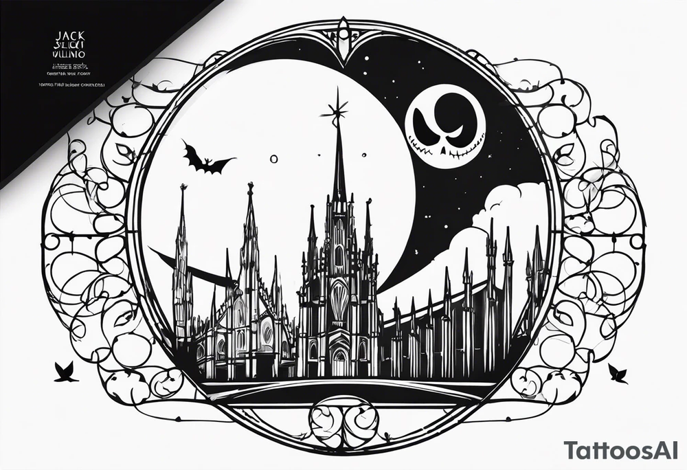 jack skellington on duomo of milano tattoo idea