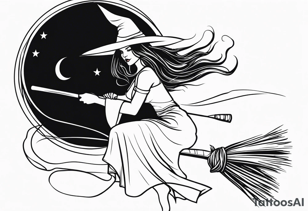 witch, fantasy, broom, charmed,wicca tattoo idea