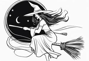 witch, fantasy, broom, charmed,wicca tattoo idea