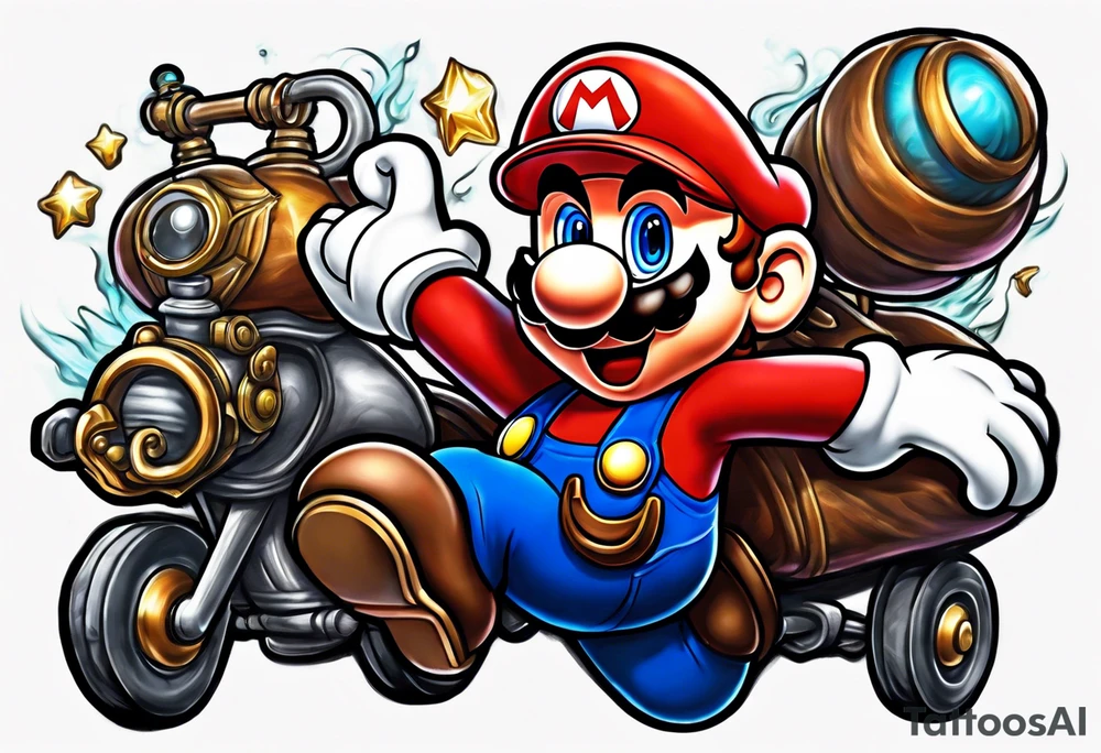 Mario ghosts and goombas with canons tattoo idea