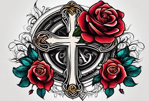 Independent Cross and a rose tattoo idea