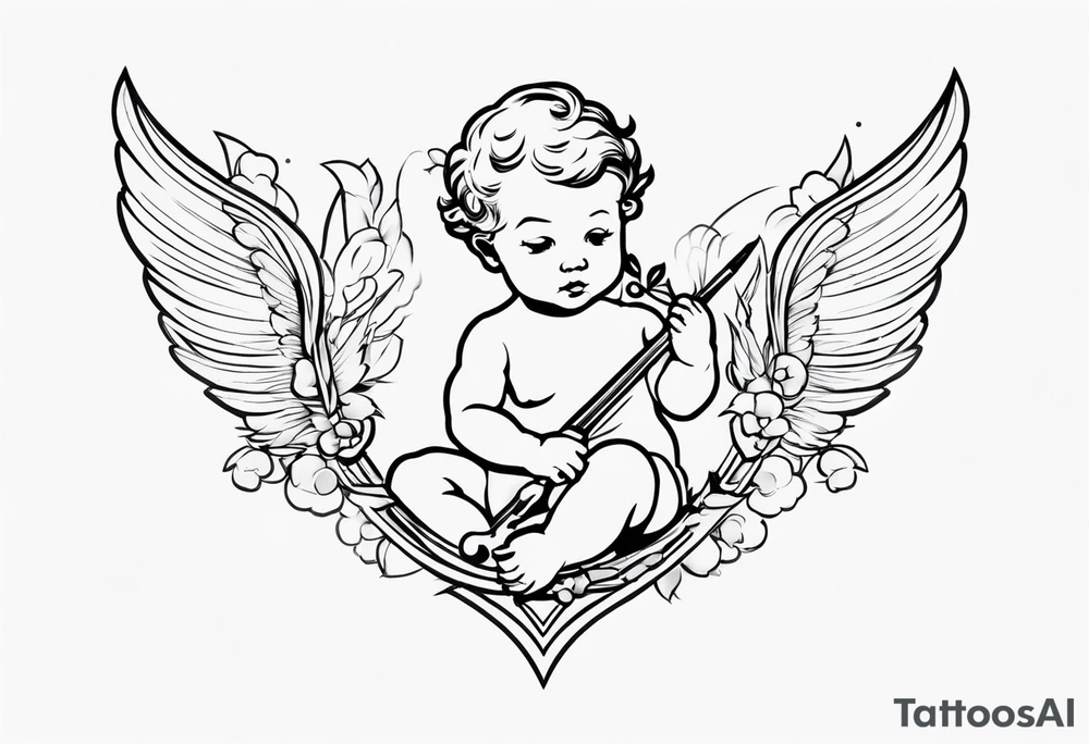 baby cupid shooting tattoo idea