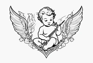 baby cupid shooting tattoo idea