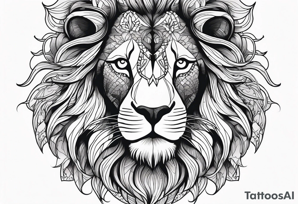 powerful majestic lion, close-up tattoo idea