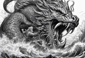 Poseidon battling kraken sea monster tattoo idea